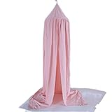 Haosen 240*50cm 蚊帳 ベビー ベッド 天蓋 ベビー ベッド カーテン 天蓋 蚊帳 - 子供用ベッドの蚊帳、綿素材、ソフトで快適な (ピンク)