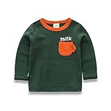 PANCY 子供服 春秋 長袖 Tシャツ キッズ トレーナー 丸い襟 男の子 女の子 可愛い シンプル(グリーン,110cm)