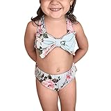 Liebeye ビキニ　2点セット　水着　子供　女の子　幼児　ベビー　花柄　蝶結び　スイミング 6-12M