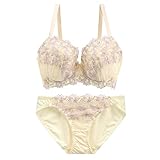 [Mon cher pigeon*] モンシェルピジョン リリウムフローラ ブラジャー ショーツ セット GHI 大きいサイズ(CR-クリーム、I75-L)