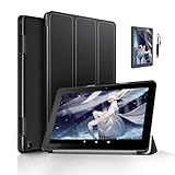 Amazon Fire HD8ケーススリム 傷つけ防止 耐衝撃 折り畳み 横開き 軽量型 超薄型 高級スマートカバー [耐衝撃保護フィルム1枚付きそして1つのタッチペン] New Fire HD 8/HD 8 Plus 2021/2020 第十代 ケース - ブラック