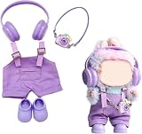Cimoon ぬいぐるみ服 服のみ 15cm 17cm ぬいぐるみ 人形の服 ドール服 ぬいぐるみ着せ替え かわいい コスチューム ドレスアップ DIY アクセサリー 人形スーツ ジャンプスーツ 写真小道 ドール世代別服 着せ替え DIY 15cm/17cm Labubu 用 ラブブ 用 (紫色オーバーオール 4 点セット)