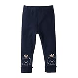 Baby Nest ベビーパンツ ベビー服 ロングパンツ プリンセス 女の子 コットン100% ネイビー 9-12M