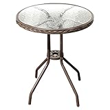 60cm幅ラウンドテーブル【ARIES-アリエス-】（ガラステーブル　ガーデニング）