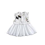 ベイビー服 ワンピース　夏 ベストプリンセスドレス Pojour 女の子服　1-6歳子供かわいいスカート 綿 通気 白(90cm)