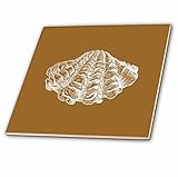 InspirationzStoreビンテージアート – ブラウン貝殻エッチング印刷。モダン海シェルClam Beach Ocean Life – タイル 4-Inch-Ceramic ct_16497