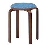 不二貿易(Fujiboeki) 曲木スタッキングスツール ブルー/ブラウン 直径32×高さ47cm KD ファブリック 14547
