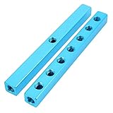 uxcell マニホールドブロック 空気圧縮機 1/4BSP 7ウェイ パイプ インライン スレッドコネクタ 2個入り