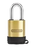Stanley Hardware 828194 2-Inch and 50-mm All-Weather Solid Brass Security Lock, 1-1/2-Inch Shackle [