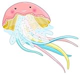 Wallmonkeys Wall Decals FOT-54674390-24 Not Applicable Wallmonkeys Wm274323 Jellyfish Cartoon Charac