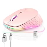 マウス Bluetooth Type-C有線 USBレシーバー無線 3WAY ワイヤレスマウス 3段階DPI切替 RGB搭載 ピンク