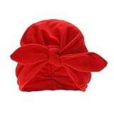 Domybestベビー用帽子　リボン付き　秋　寒さ対策　冷房　可愛い 衣装 赤ちゃん 新生児 出産祝い 百日記念　8色 (レッド)