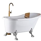 Rozin バスタブの蛇口 アンティーク真鍮 浴槽 風呂桶用 混合水栓 フロア立ち