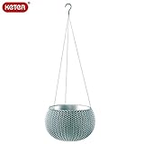 KETER Knit Cozy Pot ハンギングチェーン付き ミスティーブルー Sサイズ 吊り鉢 プラスチック製 樹脂 屋内 屋外 カバー　おしゃれ(植木鉢 プランター ポット)