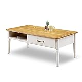 カントリー風 木製 100cm幅センターテーブル ホワイトウォッシュ 完成品