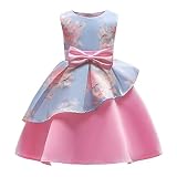 Chaufly 子供ドレス ワンピース 不規則 裾 女の子 ノースリーブ ボールガウン かわいいプリンセス 花 プリント ドレス 発表会 パーディー 演奏会 フォーマル 入園式 結婚式 ワンピース