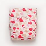 【SUNNY BABY 】テープ式 ワンサイズ布おむつカバー オレンジハートいっぱい