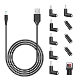 Popolier USB DC ケーブル 1.5m 変換プラグ付き 11 in 1 DC充電コード 5.5x2.1mm usb dc 変換 ケーブル DC ジャック DC プラグ 5.5mm カメラ/タブレット/携帯電話/扇風機用 (11 in 1, 1.5m)