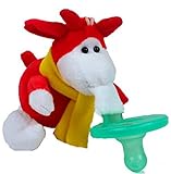 おしゃぶり付き抱っこぬいぐるみ 赤ちゃん ベビー用 　動物ぬいぐるみ　おもちゃ 両用 歯がため おもちゃ　 (レッドカウ)