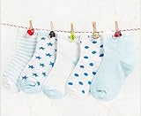 【 Angel Kids 】 シンプル カラー 靴下 ジュニア 5足 セット キッズ クルー丈 カラフル (16-19㎝★水色)