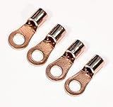 OFC 非メッキ 純銅製 R型端子 ポスト径4mm 高純度無酸素銅 圧着端子 日本製 ナックオーディオ オリジナル R3.5-4 4個set