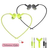 カップル イヤホンwith 3.5 MMスプリッタ 防汗 オーディオ出力を2つに分配 マイク付き ノイズ遮断ヘッドフォン スポーツイヤホンfor iPhone、Androidスマートフォン、mp3 /