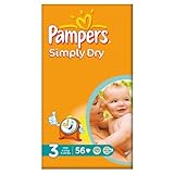 Pampers Simply Dry Size 3 (4-9kg) Large Pack Midi 2x56 per pack by Pampers