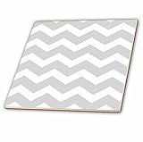 3dRose ct_179674_4 Light Grey & White Zig Zag Chevron Pattern Gray Silver Zigzags Ceramic Tile, 12" 