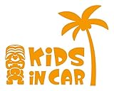 Sticker Shop Haru KIDS ＩＮ CAR ステッカー ティキ像とヤシの木 20cm オレンジ