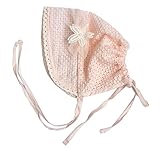 Plus Nao(プラスナオ) ベビー帽子 赤ちゃん帽子 新生児帽子 女の子 レース リボン パール＆コサージュ付き メッシュ 春夏 帽子 ベビー 赤ち - ホワイト