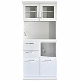 食器棚 完成品 COCO(ココ) レンジ台 白 幅60㎝ 幅80cmオープン引出しタイプ 引き戸 キッチン収納棚 レンジボード おしゃれ (幅80㎝オープン引き出しタイプ)