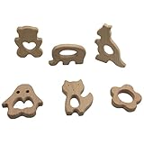 Kissteether 12pcs DIYハンドカットの木製の象のペンダントキツネカンガルーペンギンは非常に緑の木の赤ちゃんの歯磨き粉の天然ブナ材を荒れ狂う過ごします (12pcs)