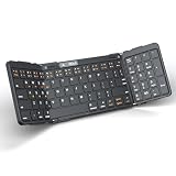 Omikamo 折り畳みキーボード US配列 ワイヤレス キーボード bluetooth テンキー付き iPad スマホ用 Windows/iOS/Android/Mac コンパクト 3台デイバイス登録 LED電量残量表 ブルートゥース ノートPC 持ち運び 膝の上でも使用可能 充電式 日本語説明書付(黒）