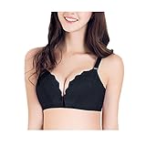 Cozy Maker（C&M）マタニティブラジャー ハーフトップ ノンワイヤー 授乳 ブラ 前開き 出産準備品 授乳便利 産前産後兼用 ボタン付き 大きいサイズ かわいい (85B, ブラック)