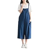 REILI　サロペット　オールインワン　レディース　ワイドパンツ　ゆったり　ポケット　無地　シンプル　オーバーオール　デニム