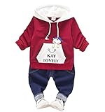 CXYP　キッズ服　春秋　男の子　上下セット　コットン　子供服　カジュアル　幼児　長袖　80cm～110cm (100cm, レッドⅠ)