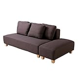 LOWYA （ロウヤ） ソファ 天然木 年中気持ちいいファブリック 全身を包み込むピュアウレタン 楽しめる色々スタイル 5つクッション付き 取り外し可能脚 ブラウン おしゃれ 新生活