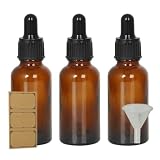 スポイトボトル 30ml 1本 茶色 アンティーク調ラベルシール・漏斗セット スポイト瓶 遮光瓶