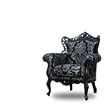 クラシックデモダン【シンフォニー】一人掛け アーム付き猫脚ソファ（ブラック&amp;ダマスク/ファブリック×ブラック）ロココ アンティーク クラシック ヨーロピアン ゴシック バロック【搬入・設置サービス】1006-1-SH-8F1 家具 