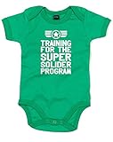 (スーパー　ソルジャー　プログラム　トレーニング) Training For The Super Soldier Program, プリント　ベビースーツ - グリーン/白 0-3 ヶ月