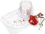 お宮参り よだれかけ 女の子 涎掛け フード4点セット「薄ピンク 鶴」GFY-W