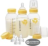 Medela 8 Oz Breastmilk Bottle Set WITH Six Medium-Flow Wide Base Nipples by Medela