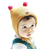 Ochine 新品　ベビー＆キッズ 子供　毛糸帽子　ボタン　超可愛い　男女兼用　保温防寒　撮影用にも　出産祝い 贈り物　フリーサイズ　3色選択　6-15月設定