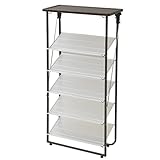 山善(YAMAZEN) ワンタッチシューズラック(幅53×奥行25)5段 ダークブラウン SRU-525