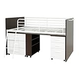 ベッド システムベッド ロフトベッド デスク チェスト 引き出し 子供 木製 ハシゴ ブラウン ホワイト