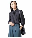 [ニューヨーカー] ミニドットプリント ハイネック7分袖ブラウス ネイビー 7号 716494557507