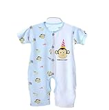 CHOUeTTe ベビー服 ロンパース 新生児～１歳まで 前開き ボタン 半袖 綿100% 肌着 可愛い アニマル柄 出産祝い 誕生日プレゼントにもどうぞ 色柄サイズ多数 オリジナルタオル付き (サル