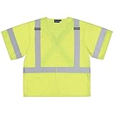 ERB Safety 61903 S601 Class 3 X-Back Safety Vests, X-Large, Hi-Viz Lime by ERB
