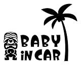 Sticker Shop Haru BABY ＩＮ CAR ステッカー ティキ像とヤシの木 20cm ブラック