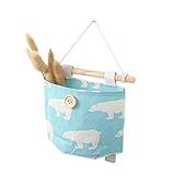 壁ドアクローゼット吊り下げバッグ、sacowキッチンバスルームSundriesストレージバッグコットンリネンおもちゃストレージポケットHangオーガナイザー 19 x 6.5 x 12cm ブルー